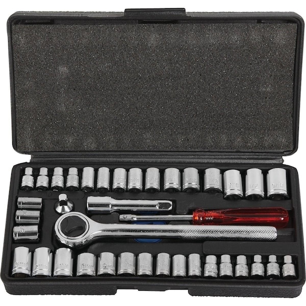 All-Source Standard/Metric 1/4 In. and 3/8 In. Drive Combination Ratchet & Socket Set 40-Piece - 344400