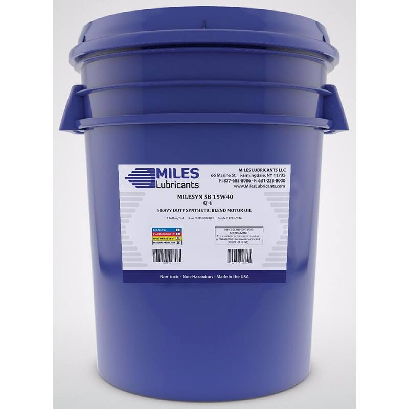 Miles Lubricants Milesyn SB 15W-40 API CK-4, 5 Gal. Synthetic Blend Diesel Motor Oil Pail - MSF200103