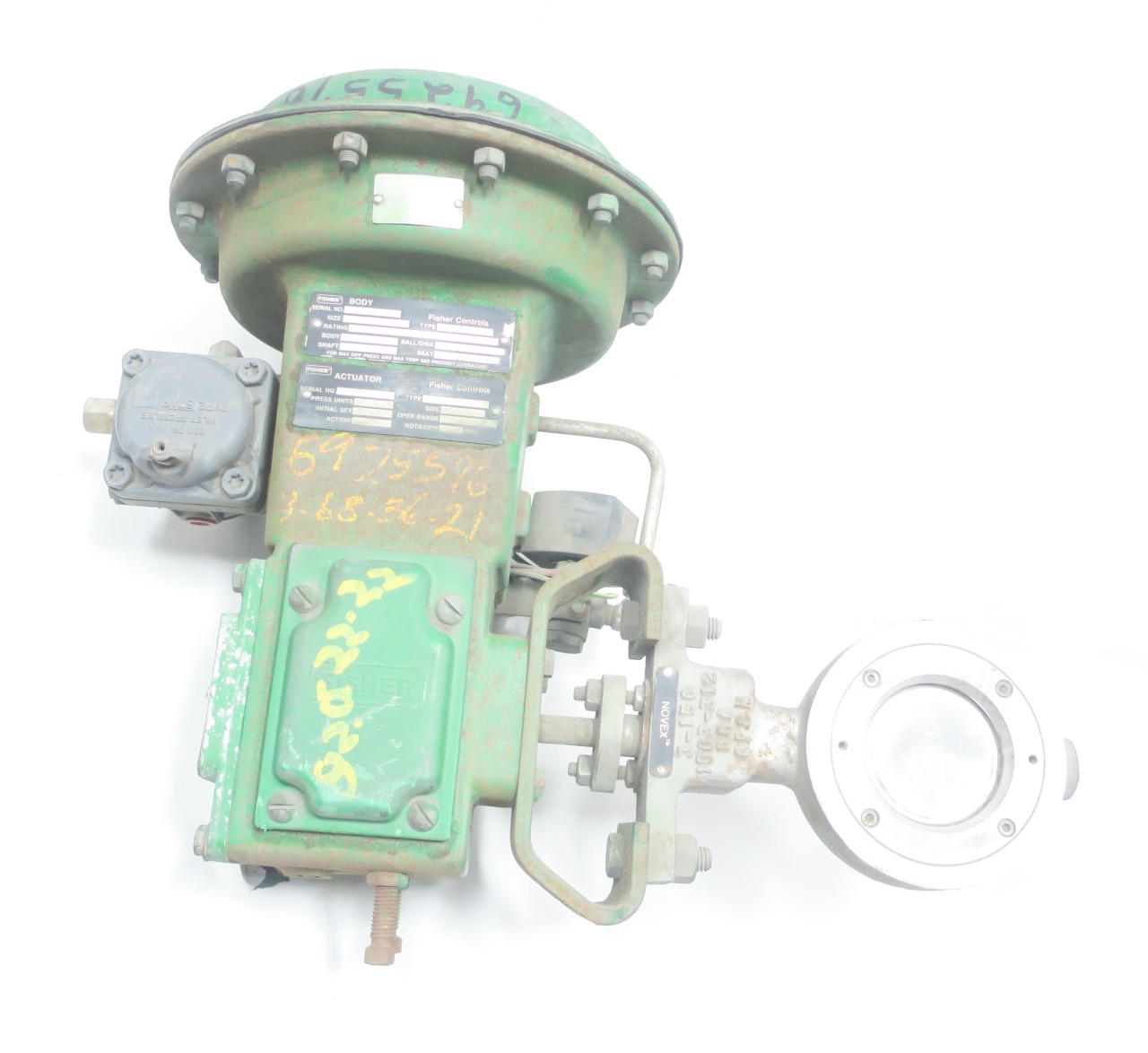 FISHER 8532 PNEUMATIC 1052 150 STAINLESS WAFER 3IN CONTROL VALVE - MRO ...