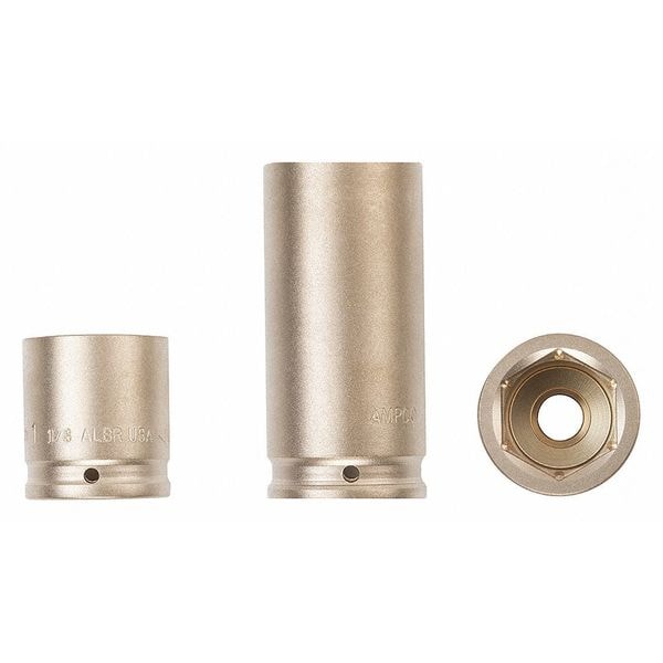 Ampco Safety Tools 3/4 in Drive Impact Socket 1 7/16 in Size, Deep Socket, Natural - DWI-3/4D1-7/16