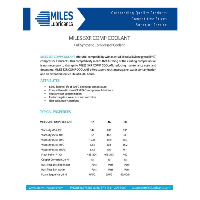 Miles Lubricants Miles Sxr Comp Coolant 68-Pag Based Fluid Polyglycol Rotary Compressor Fluid 16 oz./12-Case - MSF1538007