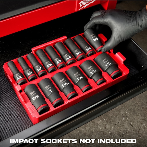 Milwaukee Tool PACKOUT Organizer Tray for 15 pc. SHOCKWAVE Impact Duty 1/2 in. Drive SAE Deep Well Sockets - 49-66-6832