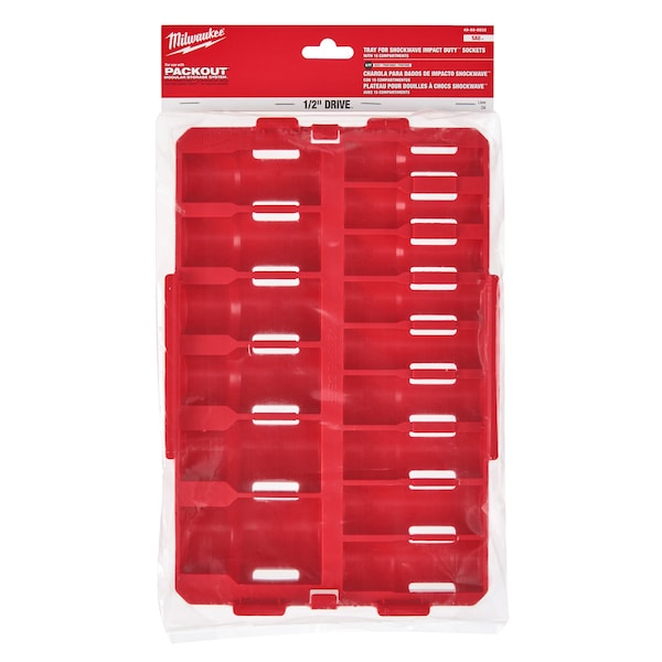 Milwaukee Tool PACKOUT Organizer Tray for 15 pc. SHOCKWAVE Impact Duty 1/2 in. Drive SAE Deep Well Sockets - 49-66-6832