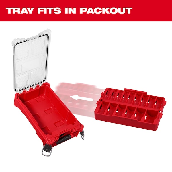Milwaukee Tool PACKOUT Organizer Tray for 15 pc. SHOCKWAVE Impact Duty 1/2 in. Drive SAE Deep Well Sockets - 49-66-6832