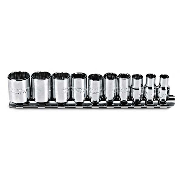 Proto 1/4" Drive Socket Set SAE 10 Pieces 3/16 in to 9/16 in , Full Polish - J47104