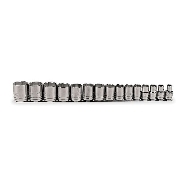 Proto 1/2" Drive Socket Set SAE 15 Pieces 3/8 in to 1 1/4 in , Full Polish - J54110