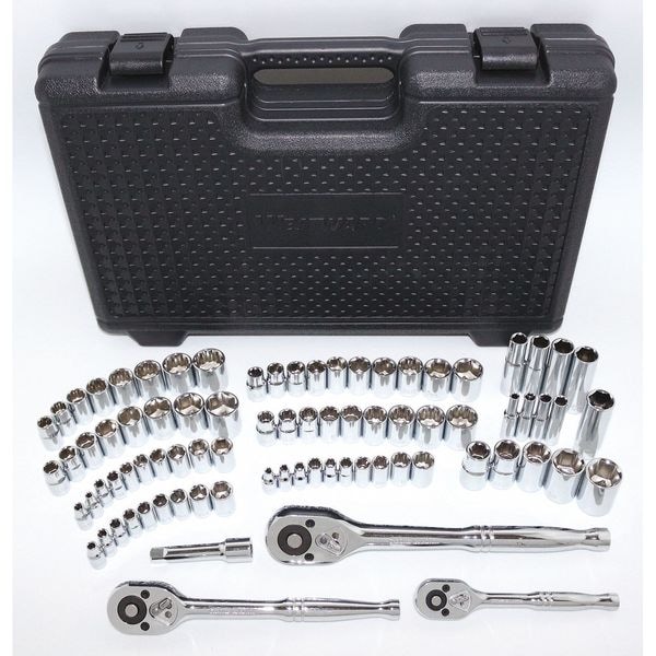Westward 1/4", 3/8", 1/2" Drive Socket Wrench Set SAE, Metric 82 Pieces 4 mm to 19 mm, 5/32 in to 13/16 in - 40JD40