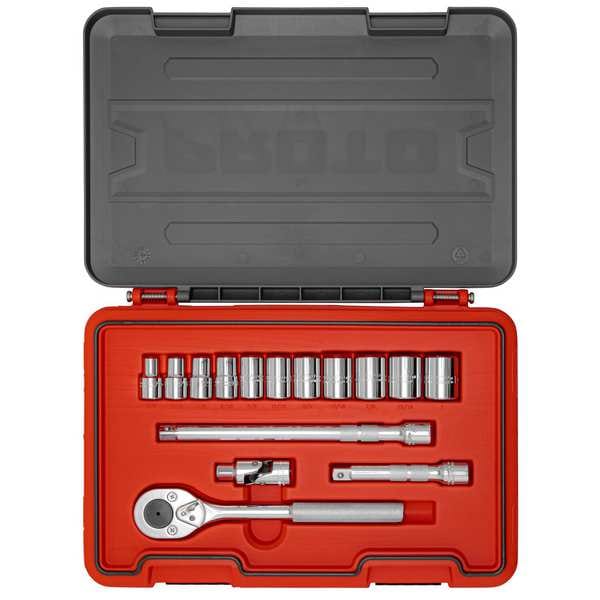 Proto 1/2 in Drive Socket Set SAE 15 Pieces 3/8 in to 1 in , Chrome - J54115S