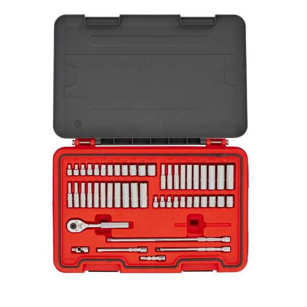 Proto 1/4 in Drive Socket Set Metric, SAE 51 Pieces 5/32 in to 9/16 in, 4 mm to 13 mm , Chrome - J47351S