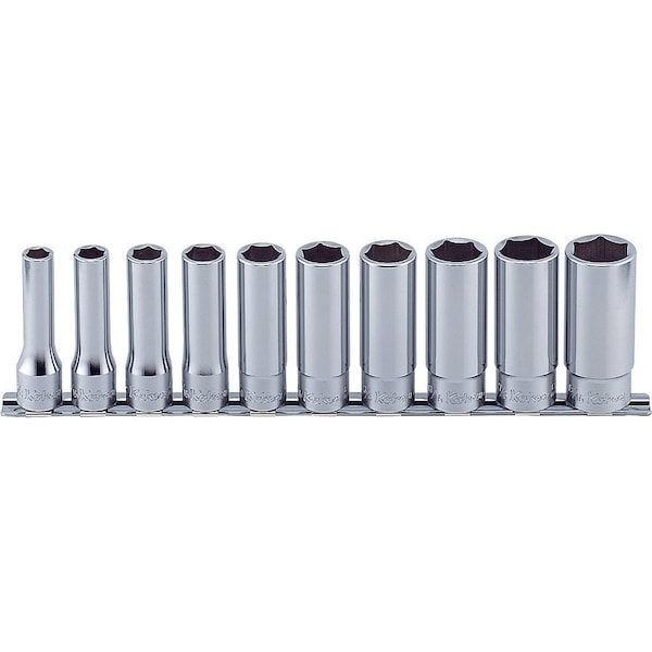 Ko-Ken Socket set 3/8-15/16 12 Point 300mm 10 pieces 1/2 Sq. Drive - RS4305A/10