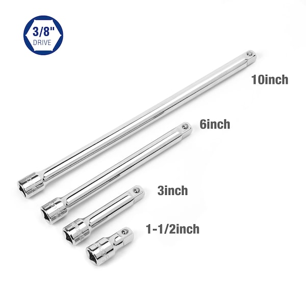 Prime-Line WORKPRO W074459 3/8 in. Socket Drive Extension Bar Set, Heat-Treated-Steel Single Pack - W074459