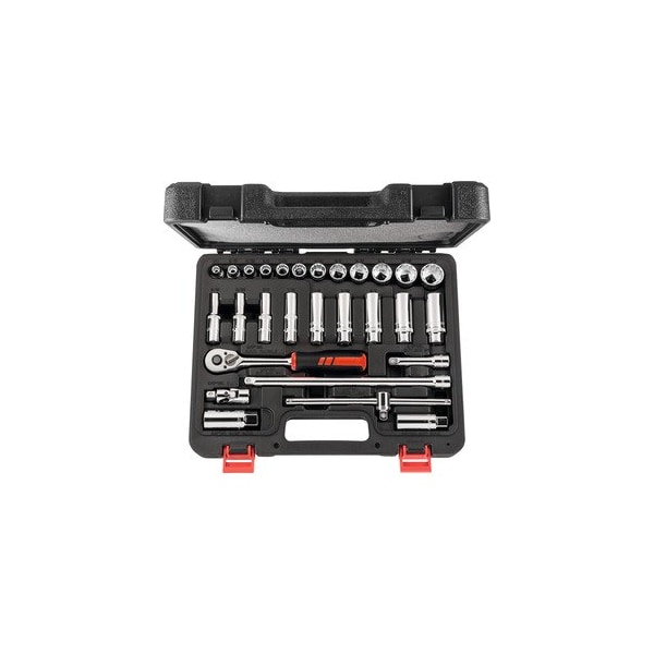 Holex 3/8 inch Drive Socket Set, 12 pt, 28 Pieces - 630047 28