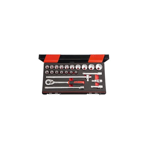 Holex 1/2 inch Drive Socket Set, 12 pt, 23 Pieces - 637818 12