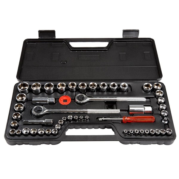 Homestead 0.25, 0.37 & 0.5 in. SAE & Metric Drive Socket Set, 52 Piece - HO3843132