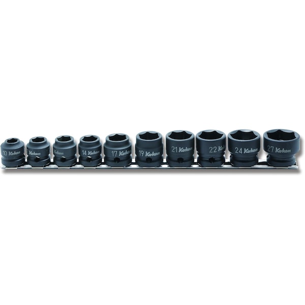 Ko-Ken Socket set 10-27mm 6 Point 300mm Thin walled 10 pieces 1/2 Sq. Drive - RS14401MS/10