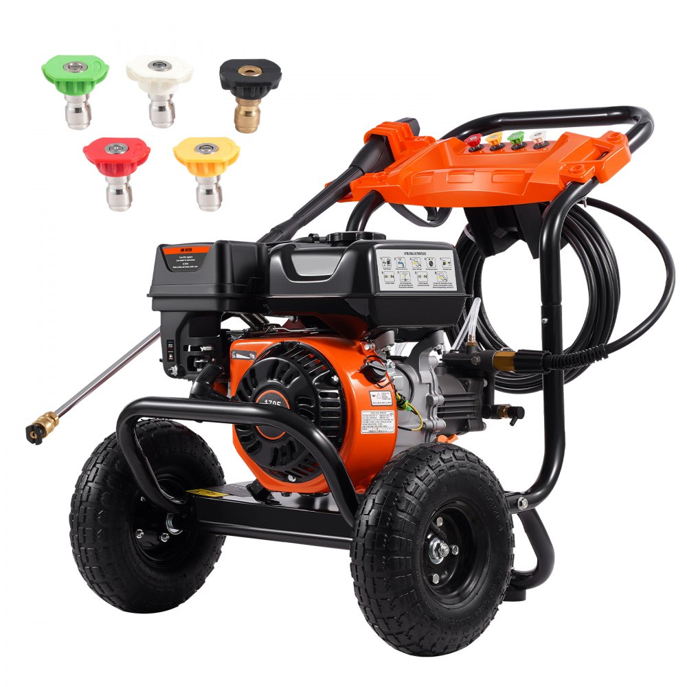 VEVOR Gas Pressure Washer 3500 PSI 2.6 GPM with 5 Nozzle Set for Cars Fences - RYGYQXJLB26GOT22LV0