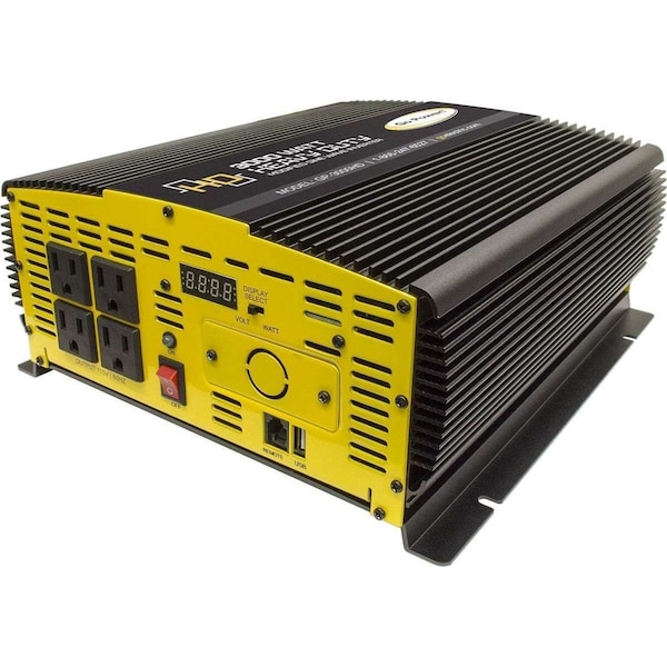 Go Power! Power Inverter, Modified Sine Wave, 6,000 W Peak, 3,000 W Continuous, 4 Outlets - 80178