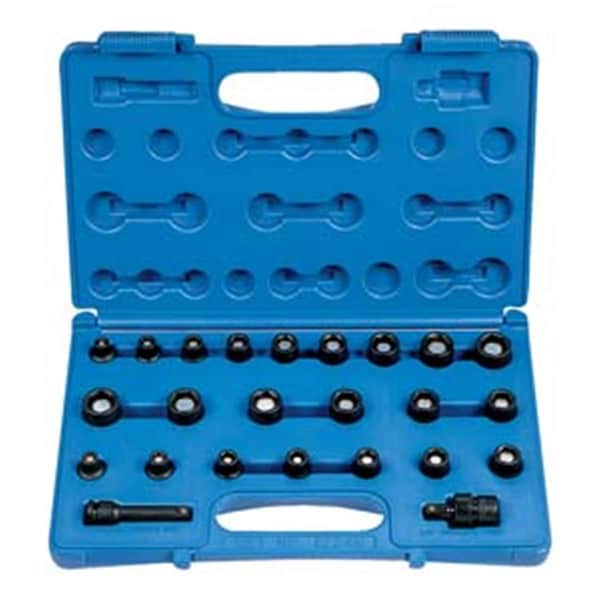 Eagle Tool Us Grey Pneumatic 0.38 in. Drive Standard SAE Metric Magnetic, 24-Piece Set - GY1224G