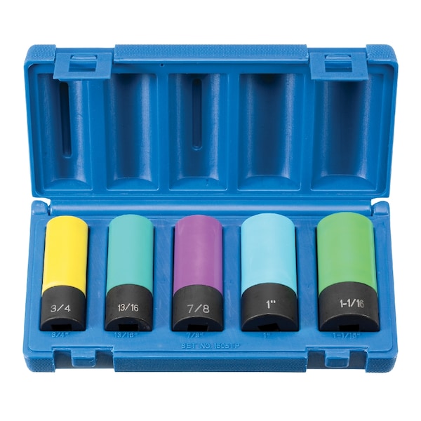 Grey Pneumatic SKT SET 1/2" DR 5PC X-THIN WALL WHL PR - GP1505TP