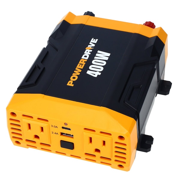Powerdrive Power Inverter, Modified Sine Wave, 800 W Peak, 400 W Continuous, 2 Outlets - PWD400