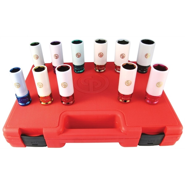 Chicago Pneumatic Metric/Sae Wheel Nut Protector Impact Socket S, 11 Piece 1/2" Drive - CPTSS4211WP