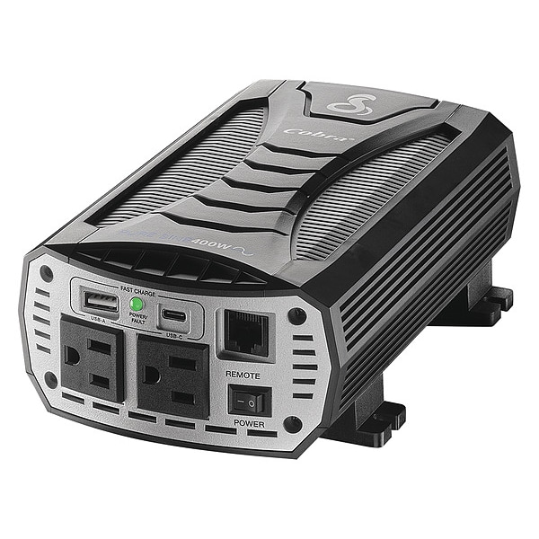 Cobra Power Inverter, Pure Sine Wave, 800 W Peak, 400 W Continuous, 4 Outlets - CPI400PSW