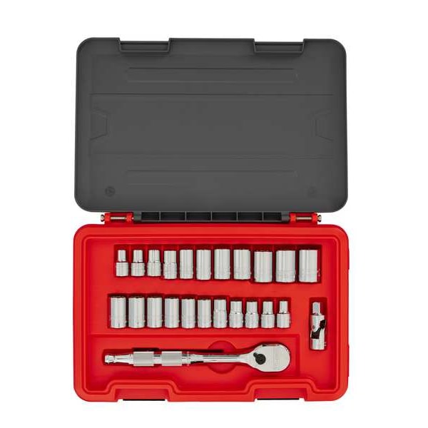 Proto 1/2 in Drive Socket Set Metric, SAE 25 Pieces 9 mm to 23 mm , Chrome - J54325AS