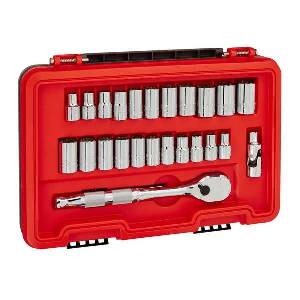 Proto 1/2 in Drive Socket Set Metric, SAE 25 Pieces 9 mm to 23 mm , Chrome - J54325AS