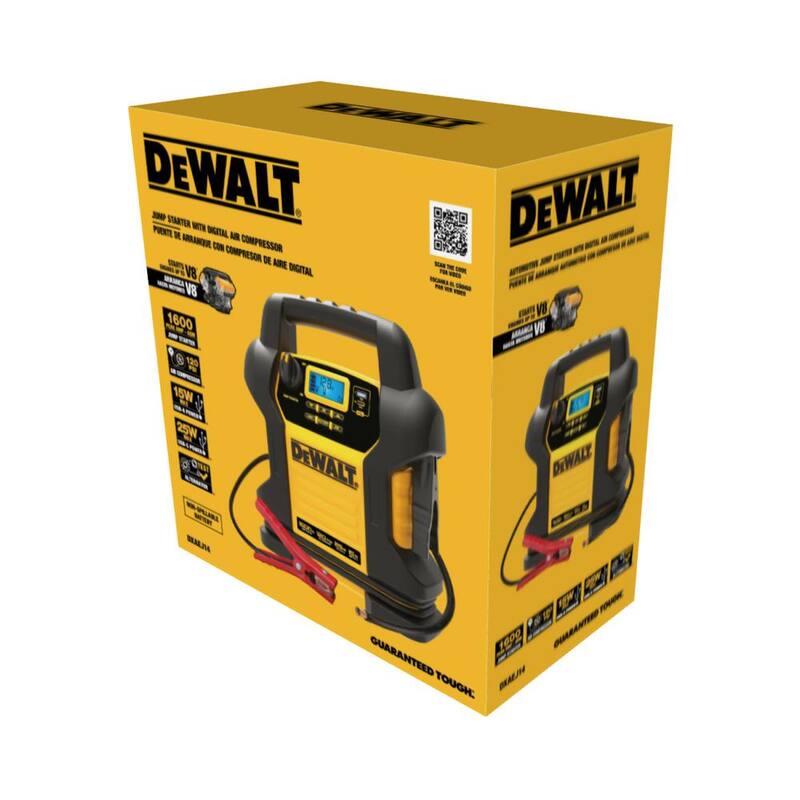 DEWALT 1600 Peak Amp Jump Starter with Digital Compressor and USB Power Bank - DXAEJ14