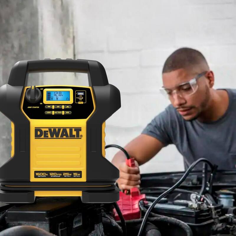 DEWALT 1600 Peak Amp Jump Starter with Digital Compressor and USB Power Bank - DXAEJ14
