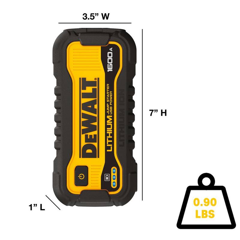 DEWALT 1600 Peak Amp Lithium Jump Starter with USB Power Bank - DXAELJ16