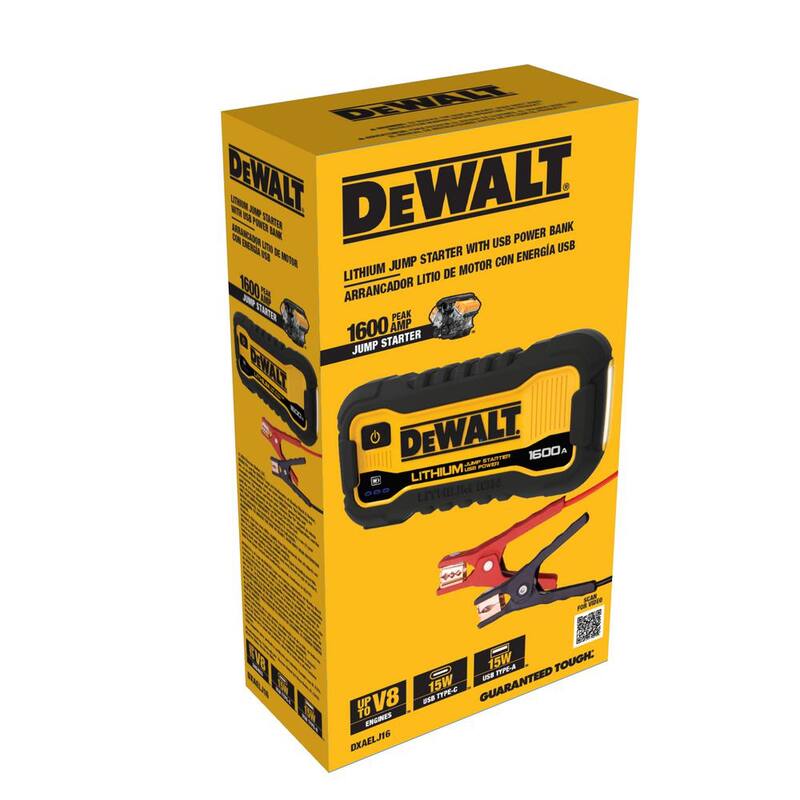 DEWALT 1600 Peak Amp Lithium Jump Starter with USB Power Bank - DXAELJ16
