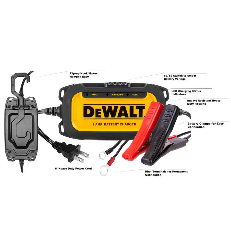 DEWALT Professional 2 Amp Automotive Battery Charger and Maintainer - DXAEC2
