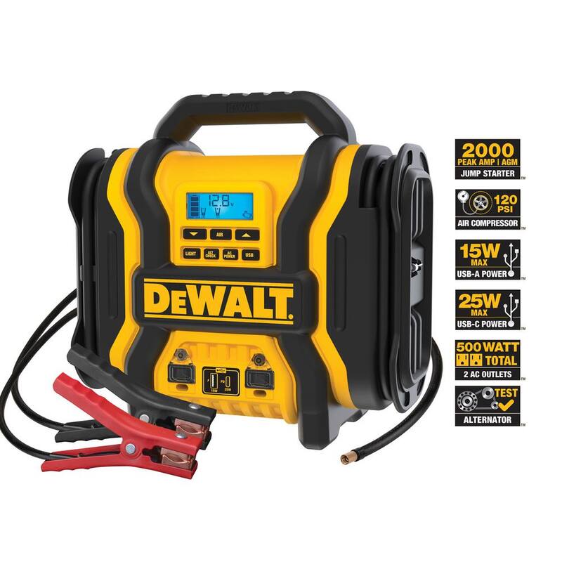 DEWALT Portable Power 2000 Peak Amp Jump Starter w/Digital Compressor - DXAEPS14
