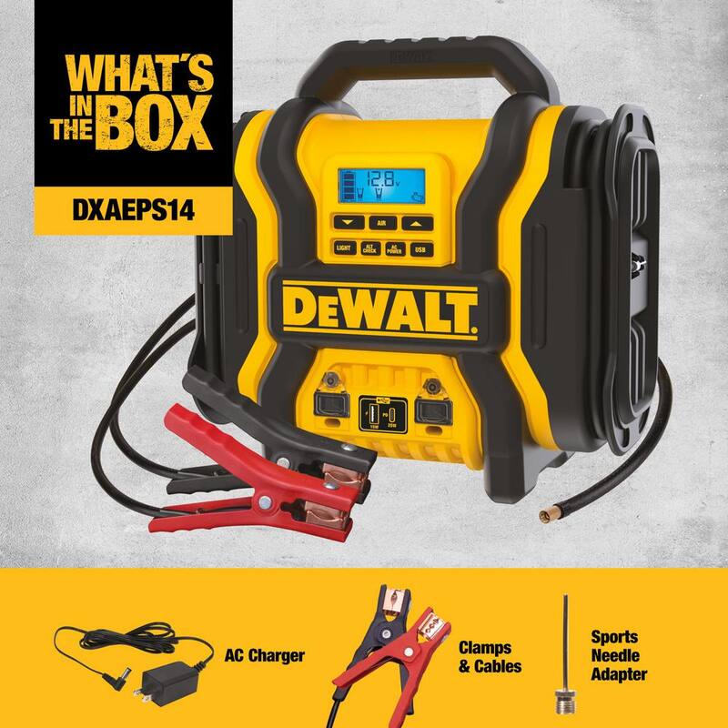 DEWALT Portable Power 2000 Peak Amp Jump Starter w/Digital Compressor - DXAEPS14