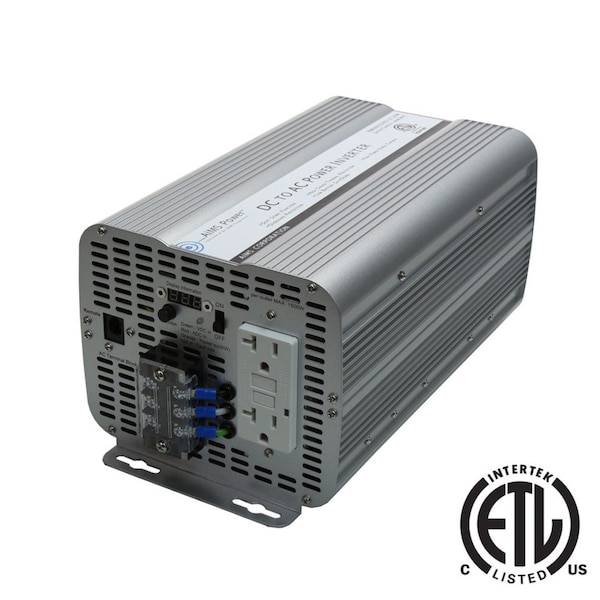 Aims Power Power Inverter, Modified Sine Wave, 4,000 W Peak, 2,000 W Continuous, 2 Outlets - PWRINV200012120W