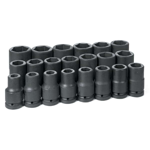 Grey Pneumatic SKT SET 1" DR  21 PIECE DEEP FRACT  IM - GP9021D