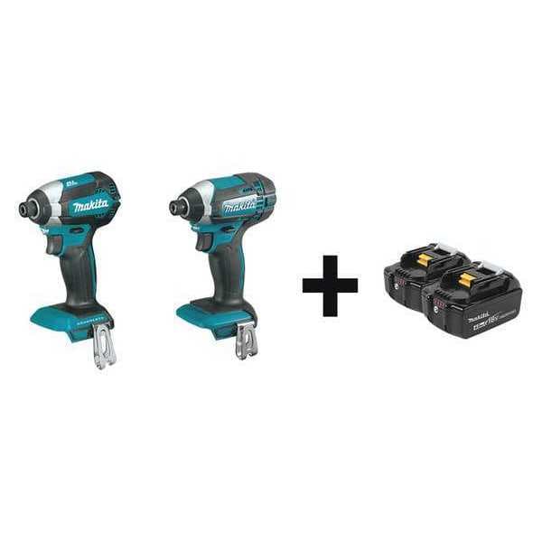 Makita 18V 1/4" Hex (2) Mfr. No. BL1840B-2 Batteries; (2) Impact Drivers - XDT13Z, XDT11Z + BL1840B-2