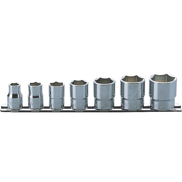 Ko-Ken Socket set Whitworth 1/8-1/2 6 Point 200mm 7 pieces 3/8 Sq. Drive - RS3400W/7