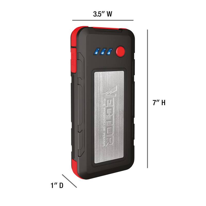 VECTOR 1600 Peak Amp Automotive Lithium Jump Starter, Portable Power - 15W USB-A & USB-C - SS16LV
