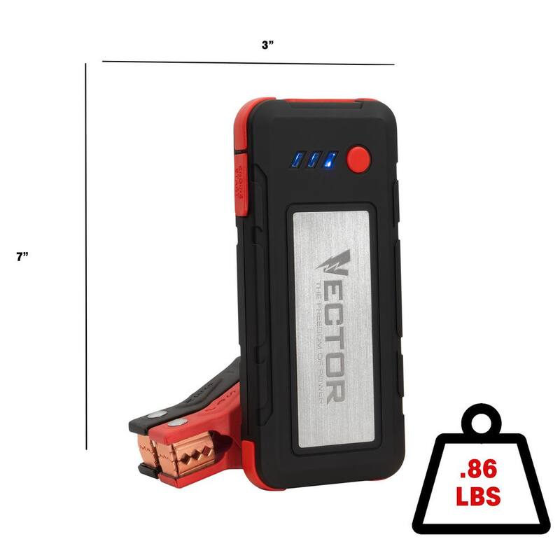 VECTOR 1600 Peak Amp Automotive Lithium Jump Starter, Portable Power - 15W USB-A & USB-C - SS16LV