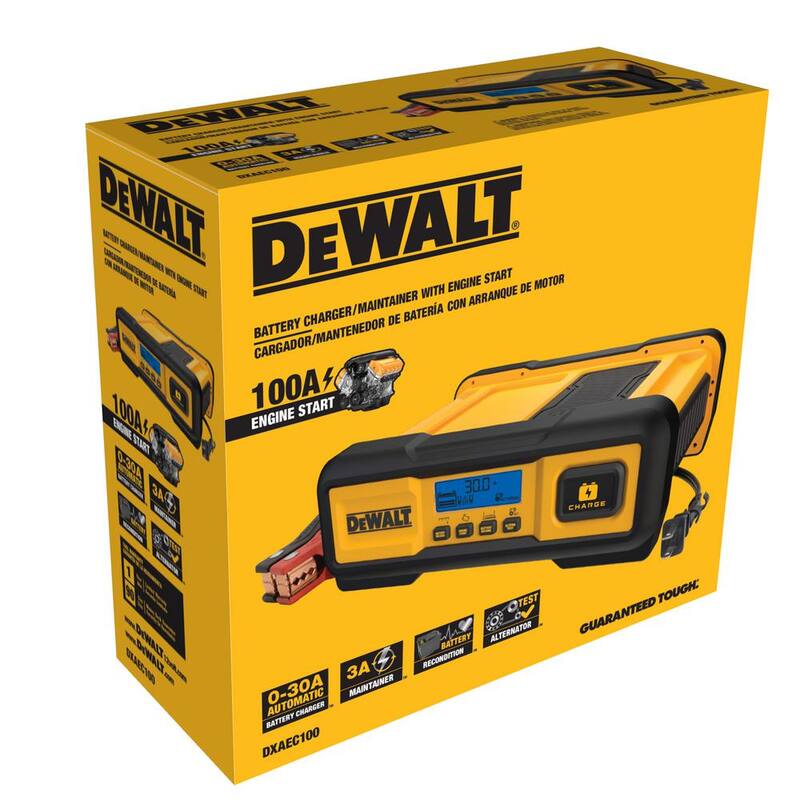DEWALT Professional 30 Amp Battery Charger, 3 Amp Battery Maintainer with 100 Amp Engine Start - DXAEC100