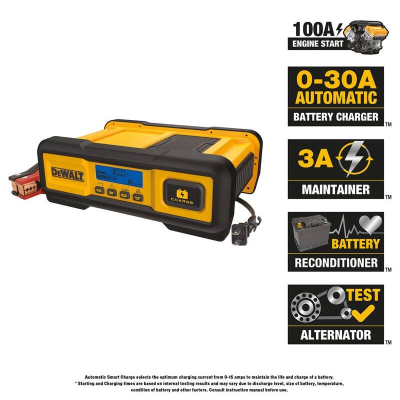 DEWALT Professional 30 Amp Battery Charger, 3 Amp Battery Maintainer with 100 Amp Engine Start - DXAEC100