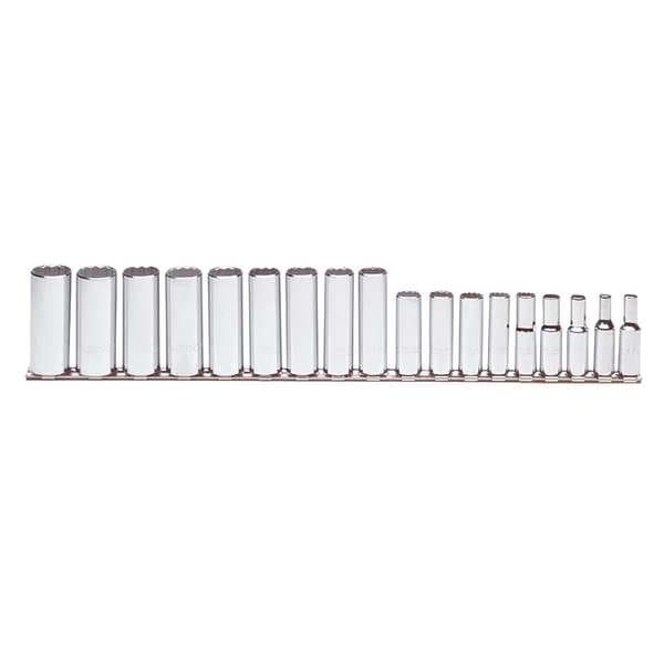 Proto 3/8" Drive Deep Socket Set Metric 18 Pieces 6 mm to 23 mm , Full Polish - J52207-TT