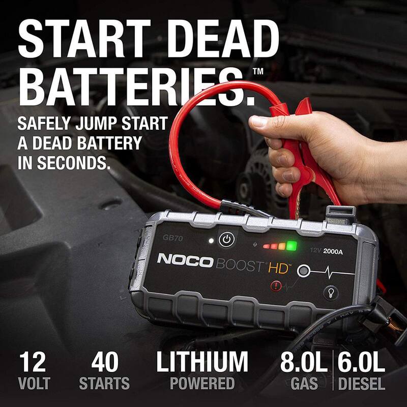 NOCO GB70 2000 Amp 12-Volt UltraSafe Lithium Jump Starter For Up To 8-Liter Gasoline And 6-Liter Diesel Engines - GB70