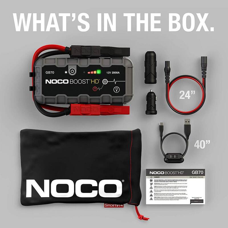 NOCO GB70 2000 Amp 12-Volt UltraSafe Lithium Jump Starter For Up To 8-Liter Gasoline And 6-Liter Diesel Engines - GB70
