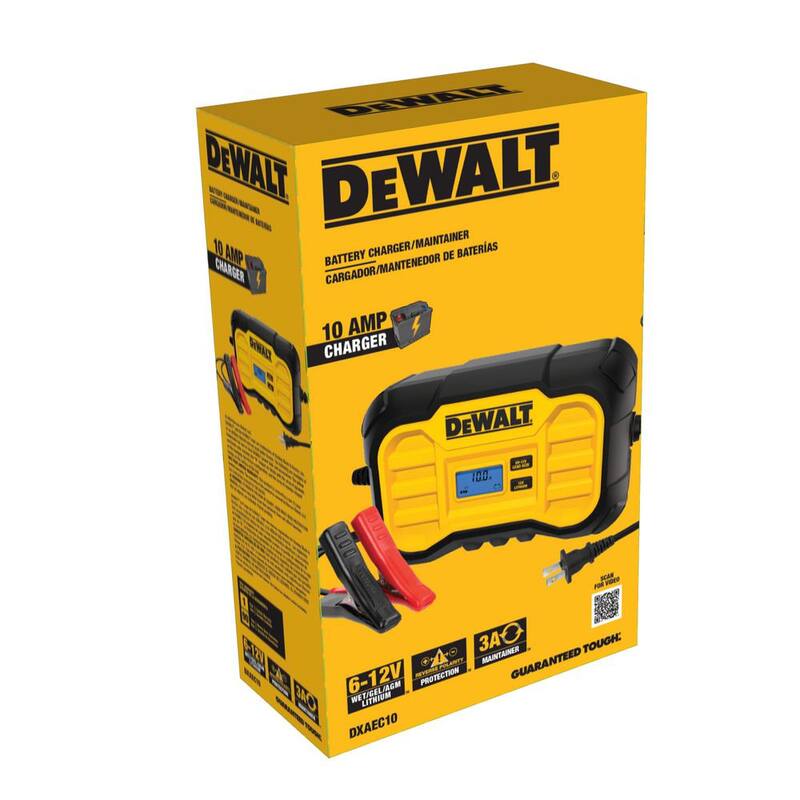DEWALT Professional 10 Amp Battery Charger, Battery Maintainer, Battery Trickle Charger - DXAEC10