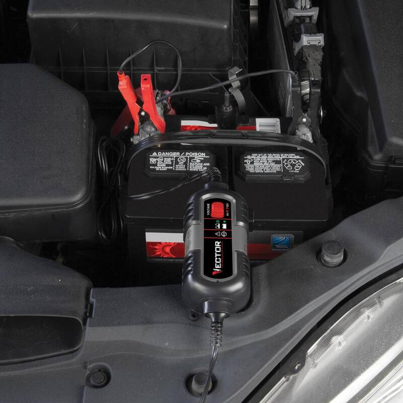 VECTOR 1.5 Amp Battery Charger, Battery Maintainer, Trickle Charger, 6V and 12V, Fully Automatic - BM315V