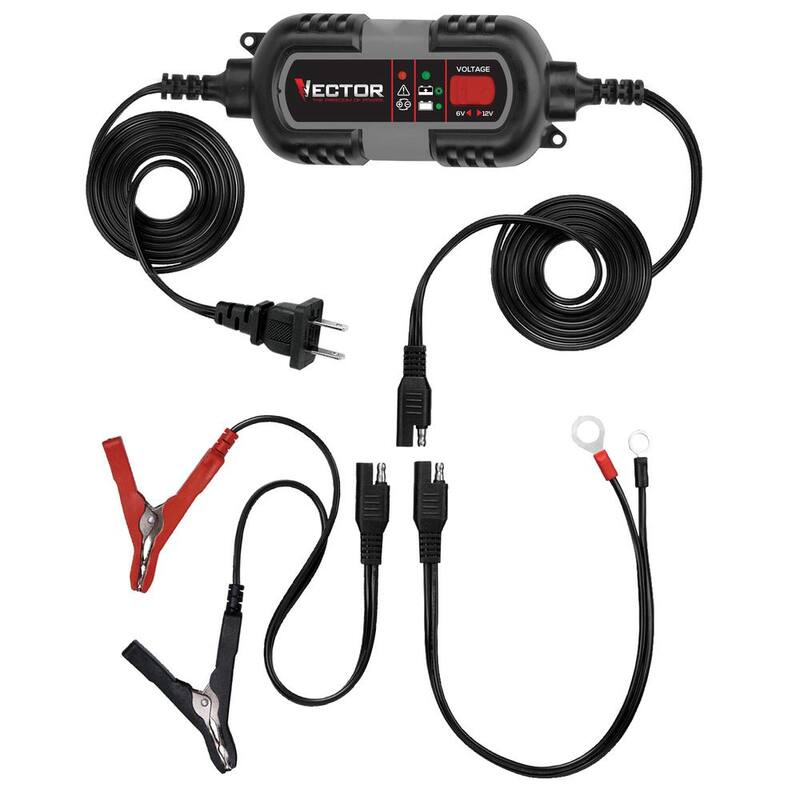 VECTOR 1.5 Amp Battery Charger, Battery Maintainer, Trickle Charger, 6V and 12V, Fully Automatic - BM315V