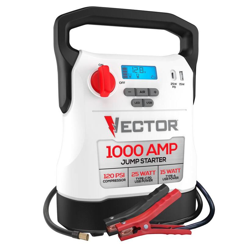 VECTOR 1000 Amp Jump Starter, Compressor, USB Power - VECJ1C